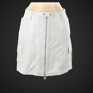 ELIE TAHARI GENUINE LEATHER Skirt in Ivory color Sz 4 (x Bergdorf Goodman)
